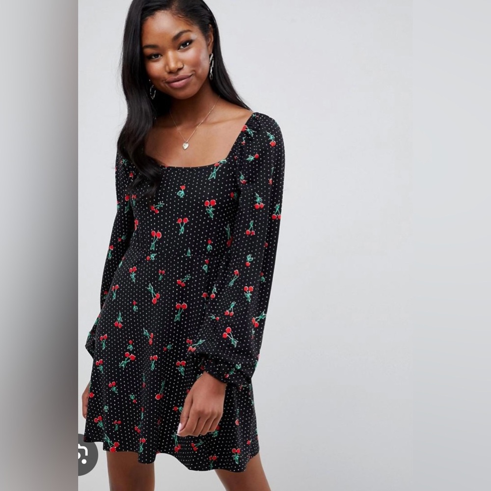 ASOS Black Cherry Skater Dress, Sz 6